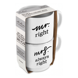 Set of 2 Stacking Ceramic Mugs Mr. Right & Mrs. Always Right