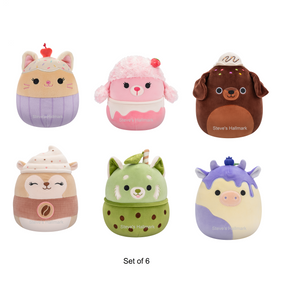 Set of 6 Squishmallows Hybrid Sweets 5" Stuffed Plushies including Cat, Cow, Red Panda, Squirrel, Chocolate Lab, and Pink Poodle by Kelly Toy Jazwares (Copy)