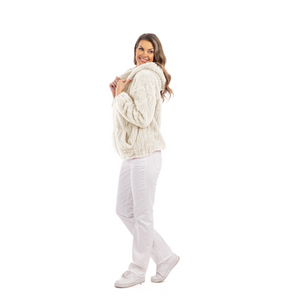 Katydid Cream Ribbed Sherpa Jack with Hood and Pockets