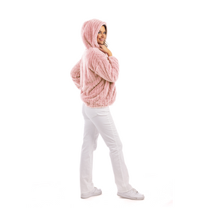 Katydid Light Pink Ribbed Sherpa Jack with Hood and Pockets