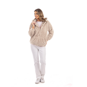 Katydid Tan Ribbed Sherpa Jack with Hood and Pockets