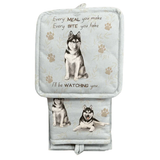 Siberian Husky Dog Lover's Oven Mitt, Potholder, and Kitchen Towel Set, 100% Cotton