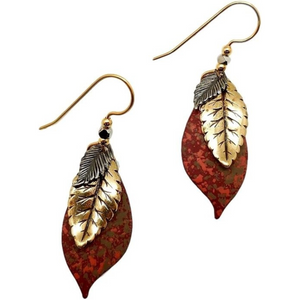 Silver Forest Mixed Metal Leaves Dangle Earrings