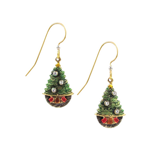 Presents Under Tree Holiday Drop Earrings in Gold