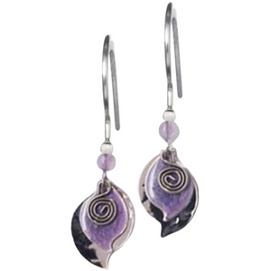 Silver Forest Surgical Steel Silver Paisley with Purple Earrings
