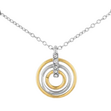 Silver and Gold Trio Ring Layers Necklace