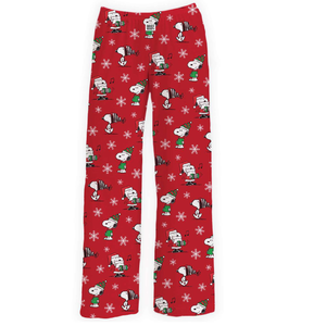 Snoopy Christmas Red Lounge Pants with Snowflakes