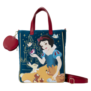 Loungefly Snow White Classic Apple Quilted Velvet Tote Bag With Coin Bag (Front)