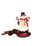 Snowman with Cardinals with Black Hat Base Glitter Water Globe 6.5"