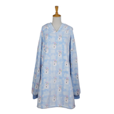 Snowy Blue Plaid Oversized Blanket Pullover