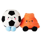Hallmark Better Together Soccer Ball and Orange Cone Magnetic Plush Pair, 5" H
