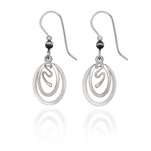 Silver Forest Squiggle in Ovals Pierced Earrings