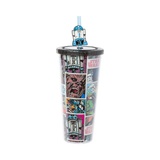 Silver Buffalo Star Wars Comic 24 oz. Plastic Cold Cup with Lid and Topper Straw