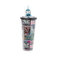 Silver Buffalo Star Wars Comic 24 oz. Plastic Cold Cup with Lid and Topper Straw