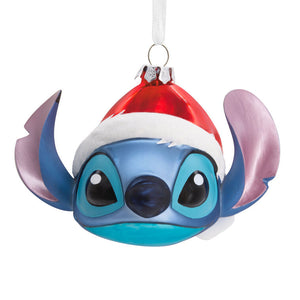 Hallmark Disney Lilo & Stitch in Santa Hat Blown Glass Hallmark Ornament
