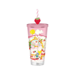 Strawberry Shortcake Core Vintage Sweet Dreams Rainbow with Group 24 Oz. Plastic Cold Cup with Lid and Topper Straw