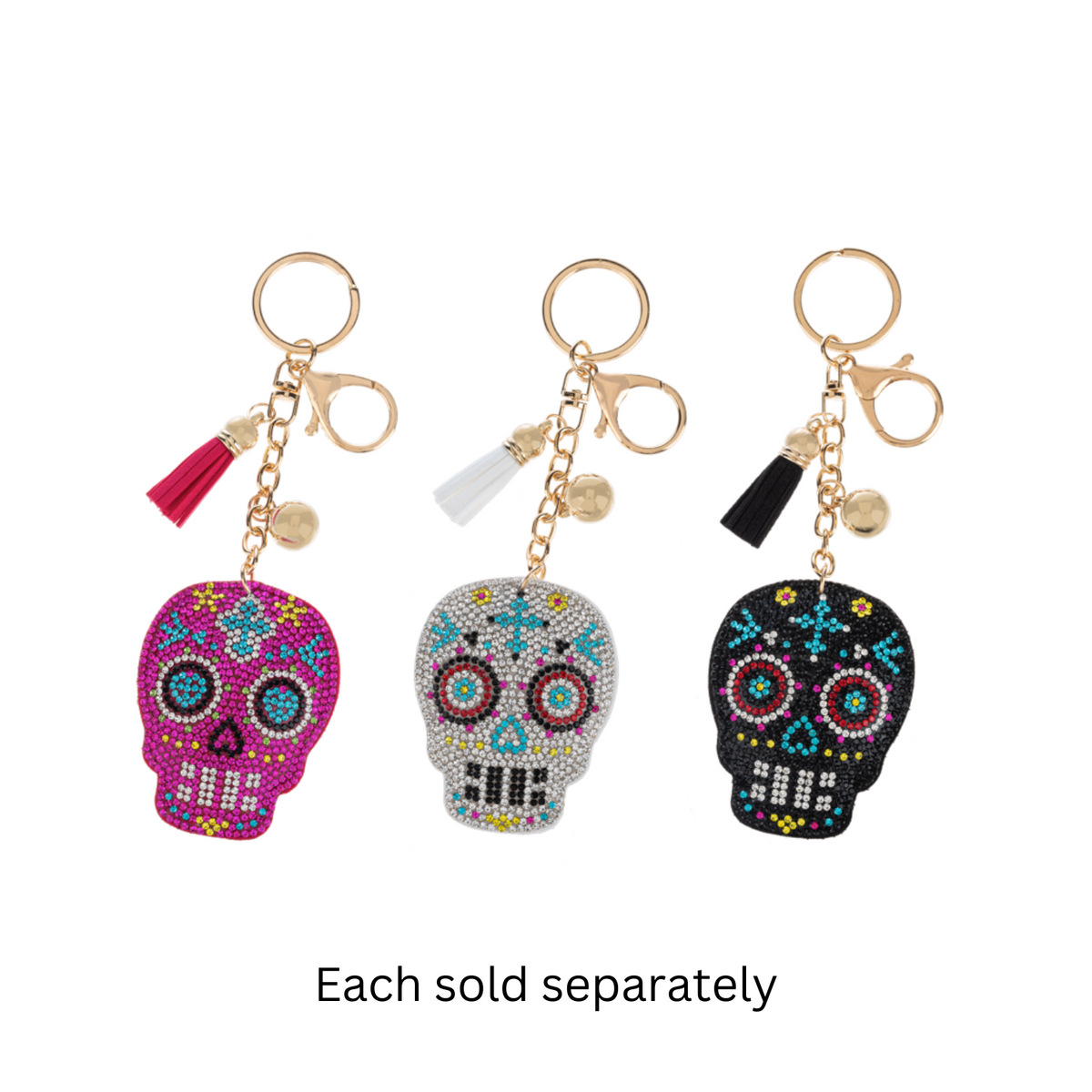 Sugar Skull Beaded Keyring 2.5