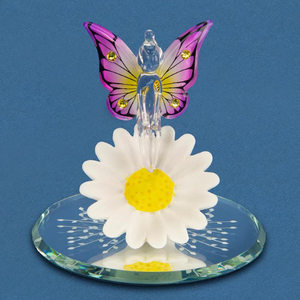 Glass Baron Sunburst Fairy on Daisy Glass Figurine