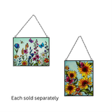 Sunflower or Wildflower with Butterfly Stained Glass Hanging Décor 10"x8"