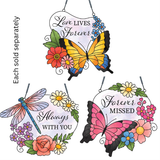 Sympathy Memorial Suncatcher with Butterfly or Dragonfly Forever Missed Always with You