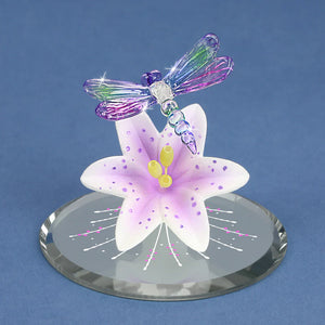 Dragonfly with Lavender Lily Figurine