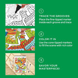 FlowArt Trace-by-Groove Jungle Oasis Meditative Dotting Activity Book & Markers