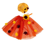 Outfit for Giddy the Metal Porch Goose Fall Leaves Tutu Dress with Sunflower Hat