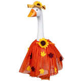 Outfit for Giddy the Metal Porch Goose Fall Leaves Tutu Dress with Sunflower Hat