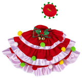 Outfit for Giddy the Metal Porch Goose Christmas Pom Pom Dress with Hat