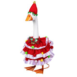Outfit for Giddy the Metal Porch Goose Christmas Pom Pom Dress with Hat