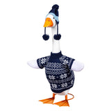 Outfit for Giddy the Metal Porch Goose Blue Snowflakes Knit Sweater with Beanie Hat