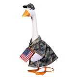 Outfit for Giddy the Metal Porch Goose Military Camo with USA Flag