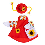 Outfit for Giddy the Metal Porch Goose Sunflower Dress with Tote Bag and Hat