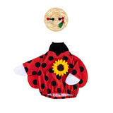 Outfit for Giddy the Metal Porch Goose Red Ladybug with Straw Hat