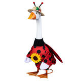 Outfit for Giddy the Metal Porch Goose Red Ladybug with Straw Hat