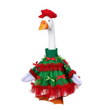 Outfit for Giddy the Metal Porch Goose Christmas Bows Dress with Hat