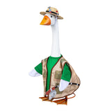 Outfit for Giddy the Metal Porch Goose Go Fishing with Straw Hat