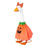 Outfit for Giddy the Metal Porch Goose Halloween Jack-O-Lantern Poncho with Head Bow