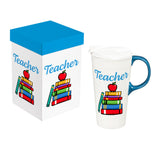 Apple on Books Ceramic Latte Mug the Perfect Cup with Gift Box for Teacher 17oz