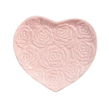 Embossed Pink Roses Heart Shape Trinket Dish 6"