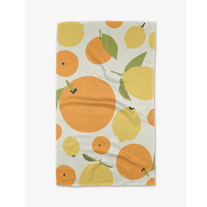Geometry Kitchen Tea Towel 18" x 30" Sunny Lemons And Oranges