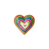 Terra Cotta Rainbow Heart Trinket Dish I Love You 3.25"