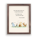 Winnie the Pooh Framed Art Any Day Spent with You is My Favorite Day 12.75"x16"