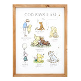 Winnie the Pooh God Says I Am Loved Precious Kind Unique Brave Peaceful Protected 16"x12" Framed Sign