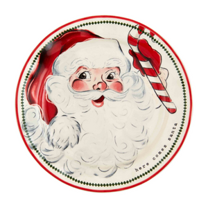 Vintage Santa with Candy Cane 8" Ceramic Plate