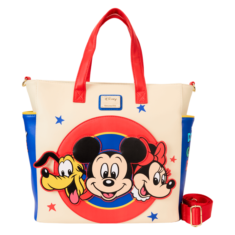 Disney Loungefly Mickey and Friends Sensational Six Tote Backpack Cream Blue Red Sensational Six Packable Tote at Walt Disney World - WDW  main image 3