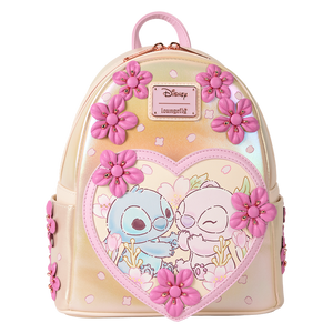 Loungefly Stitch & Angel Cherry Blossom Heart Mini Backpack