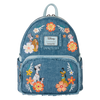 Disney Dogs & Cats Floral Faux Denim Fringe Mini Backpack