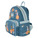 Loungefly Disney Dogs & Cats Floral Faux Denim Fringe Mini Backpack