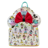 Disney100 Mickey & Friends Classic All-Over Print Iridescent Mini Backpack With Ear Headband (Front with ear headband with bow)